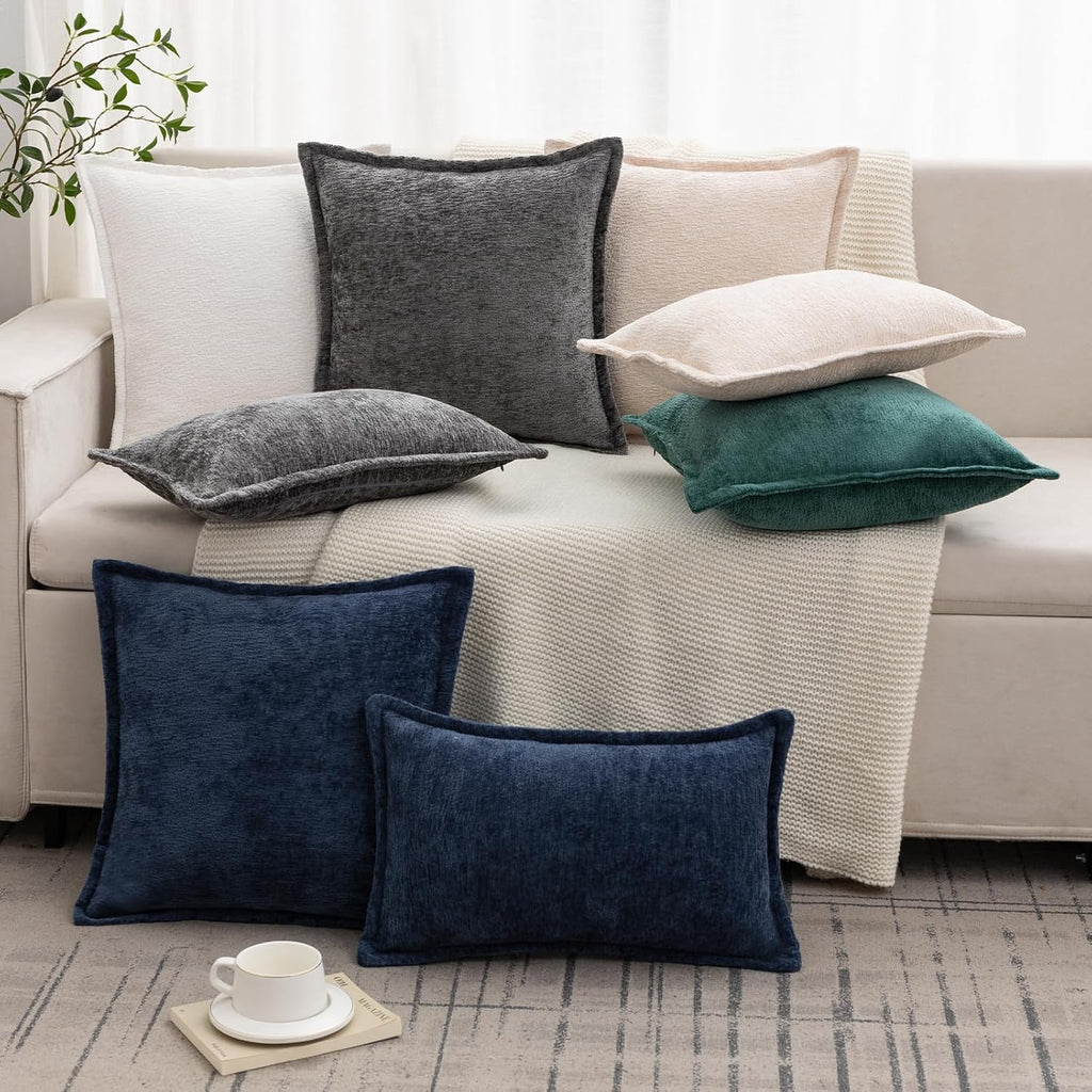 Chenille Boho Beige Throw Pillow Cover — 20" - View 6