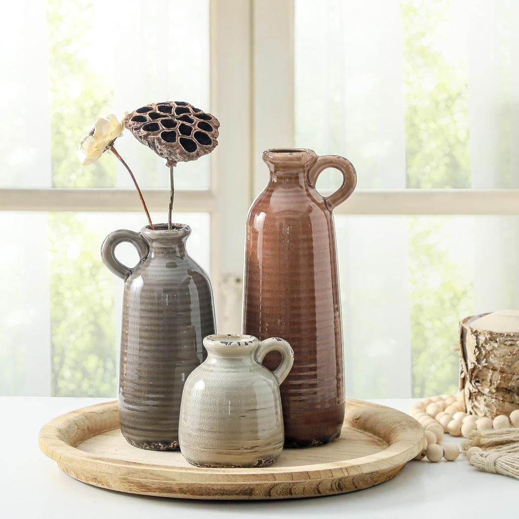Boho Brown Flower Vase — Set of 3 - View 5