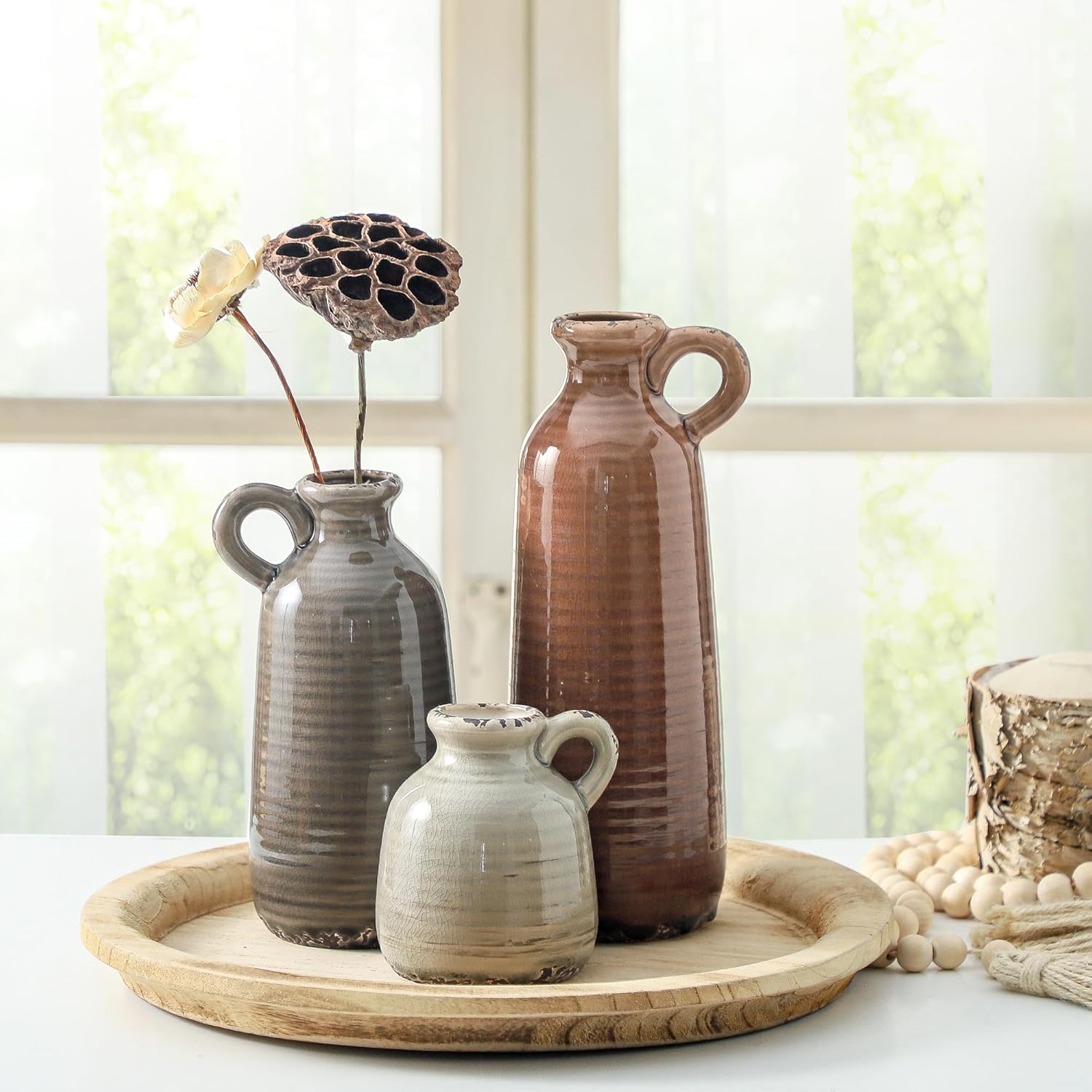 Boho Brown Flower Vase — Set of 3 - View 5