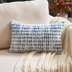 Tufted Boho Black Throw Pillow Cover — 20" — Blue White