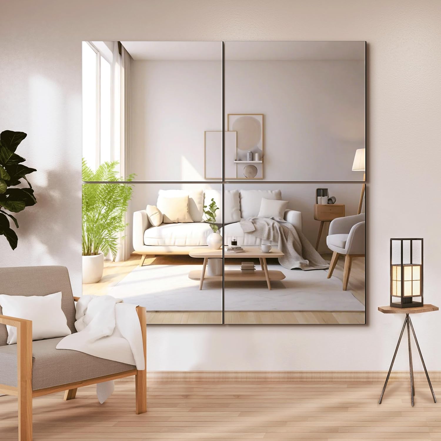 Glass Wall Mirror — 50" — 22''x22''-4PCS