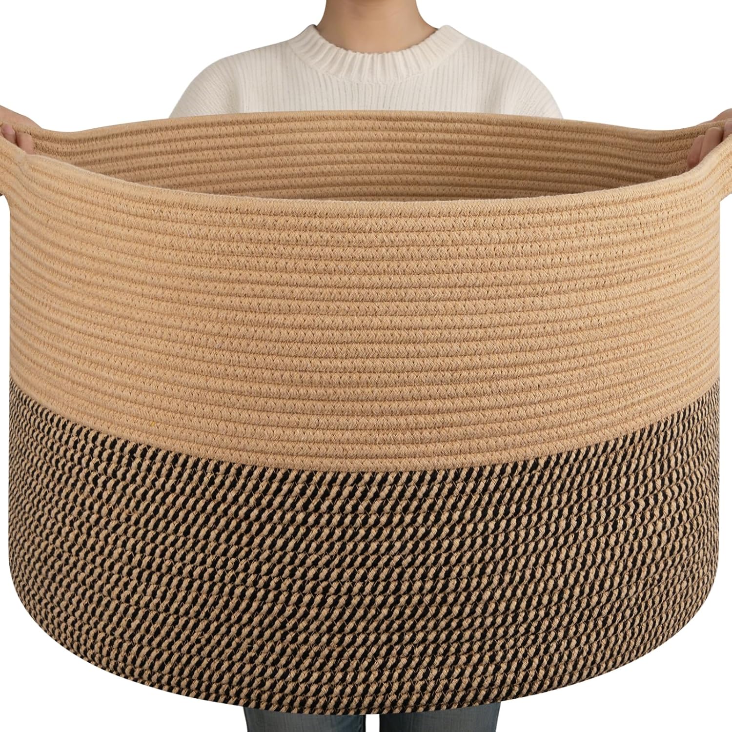 Linen Boho Black Throw Pillow — 21.7" — Jute and Black