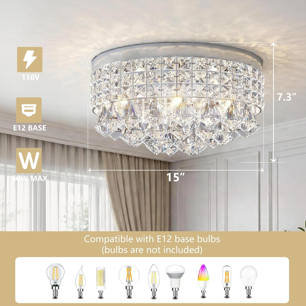 Round Luxe Black Chandelier — 15" - View 3