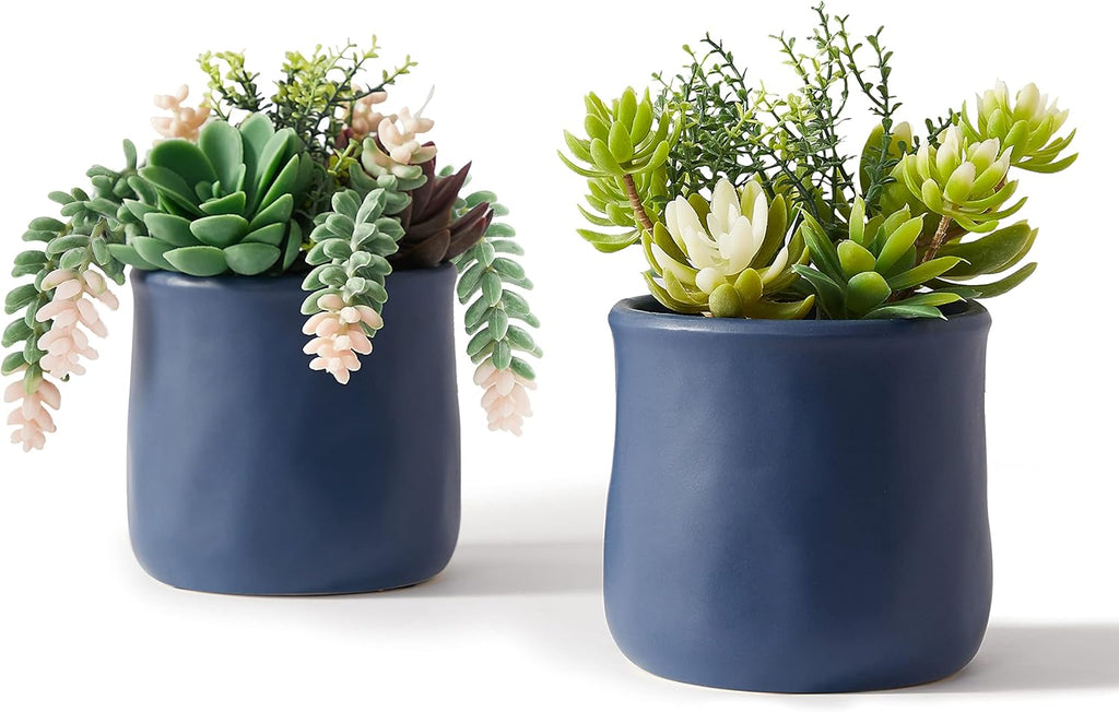 Black Artificial Plant — Set of 3 — Blue