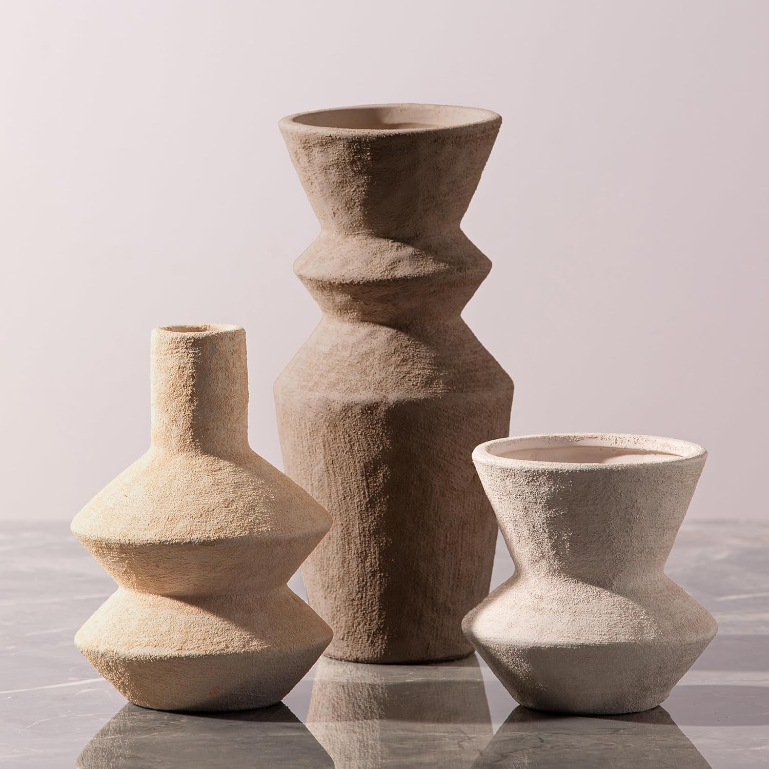 Farmhouse Brown Flower Vase — Set of 3 — 10-brown