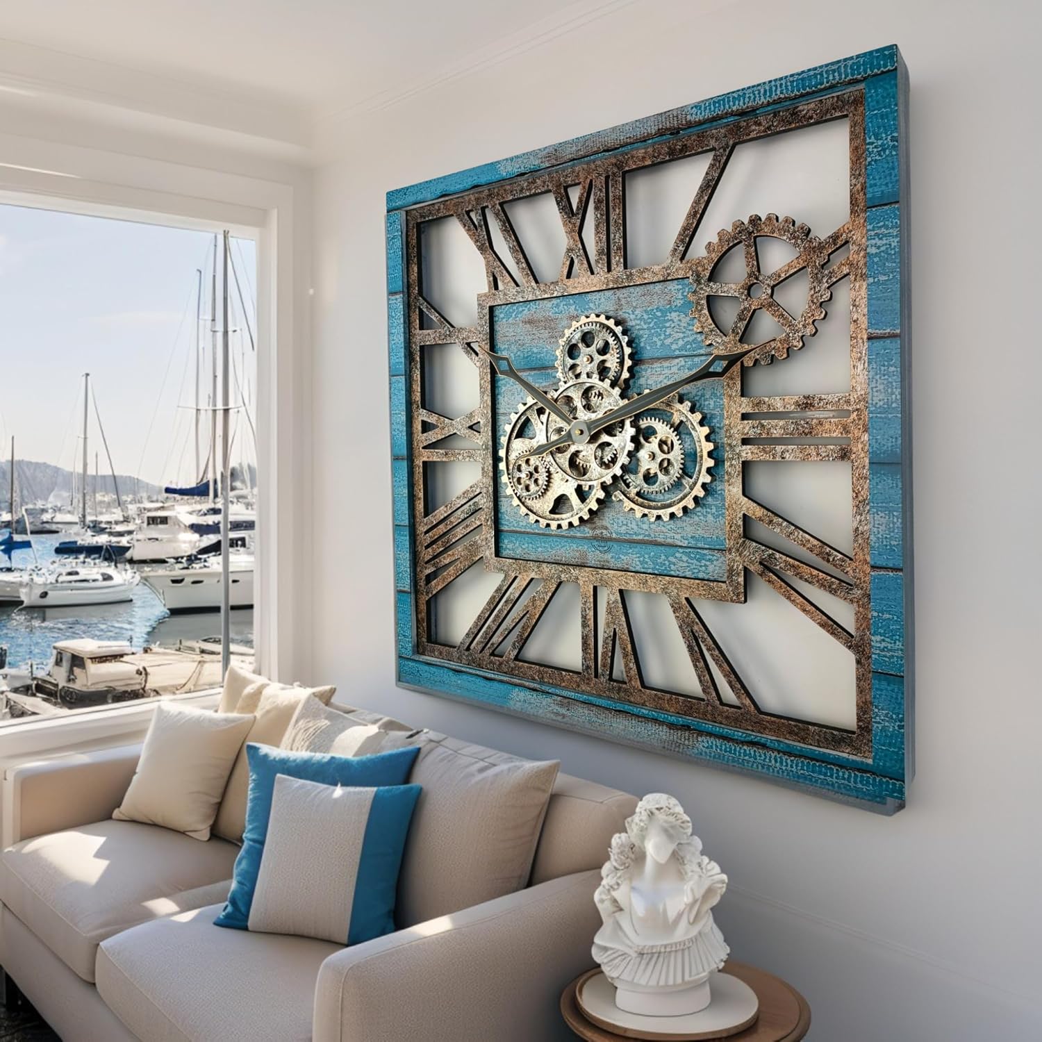 Oversized Farmhouse Beige Wall Clock — 24" - View 2