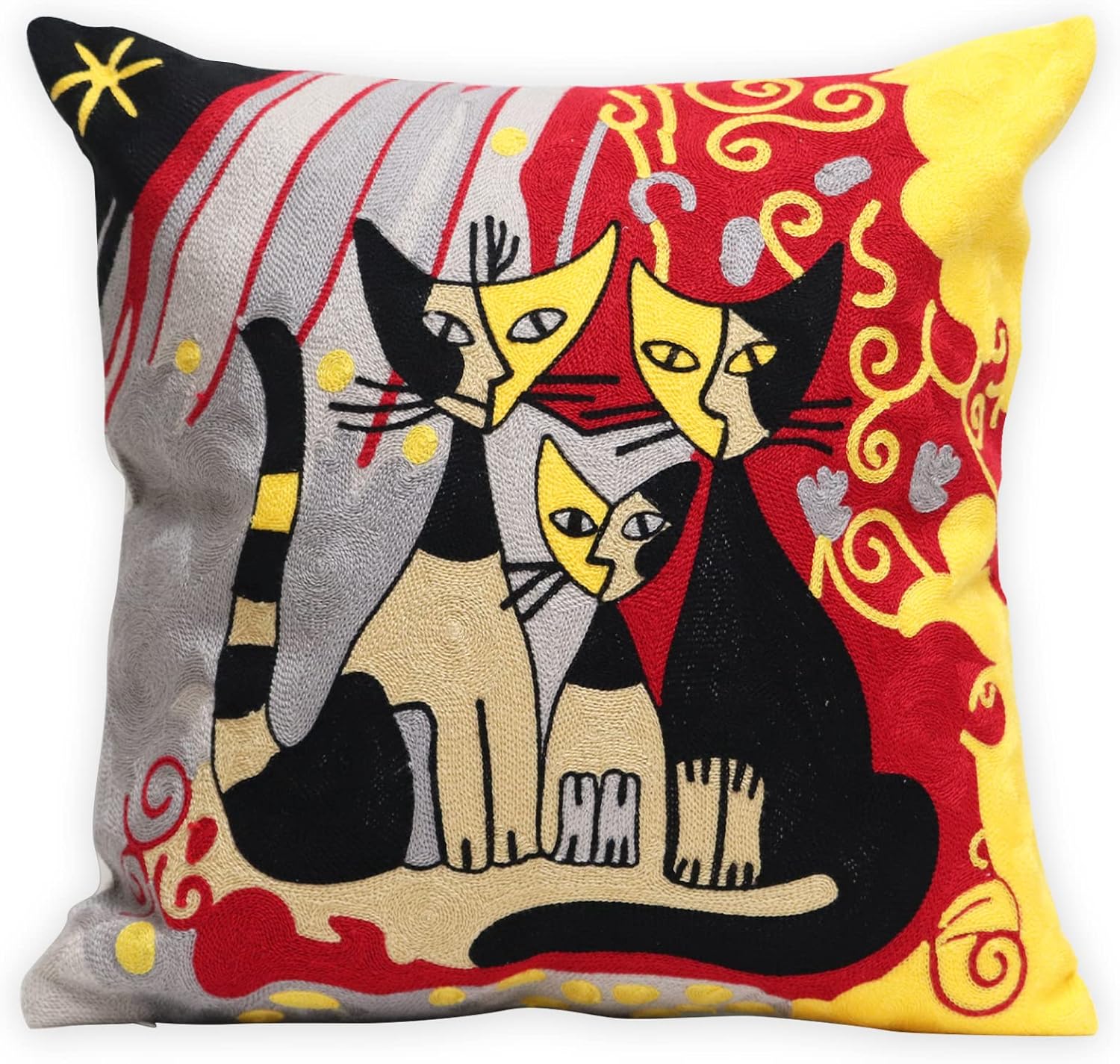 Blue Throw Pillow Cover — 18" — Cat Family