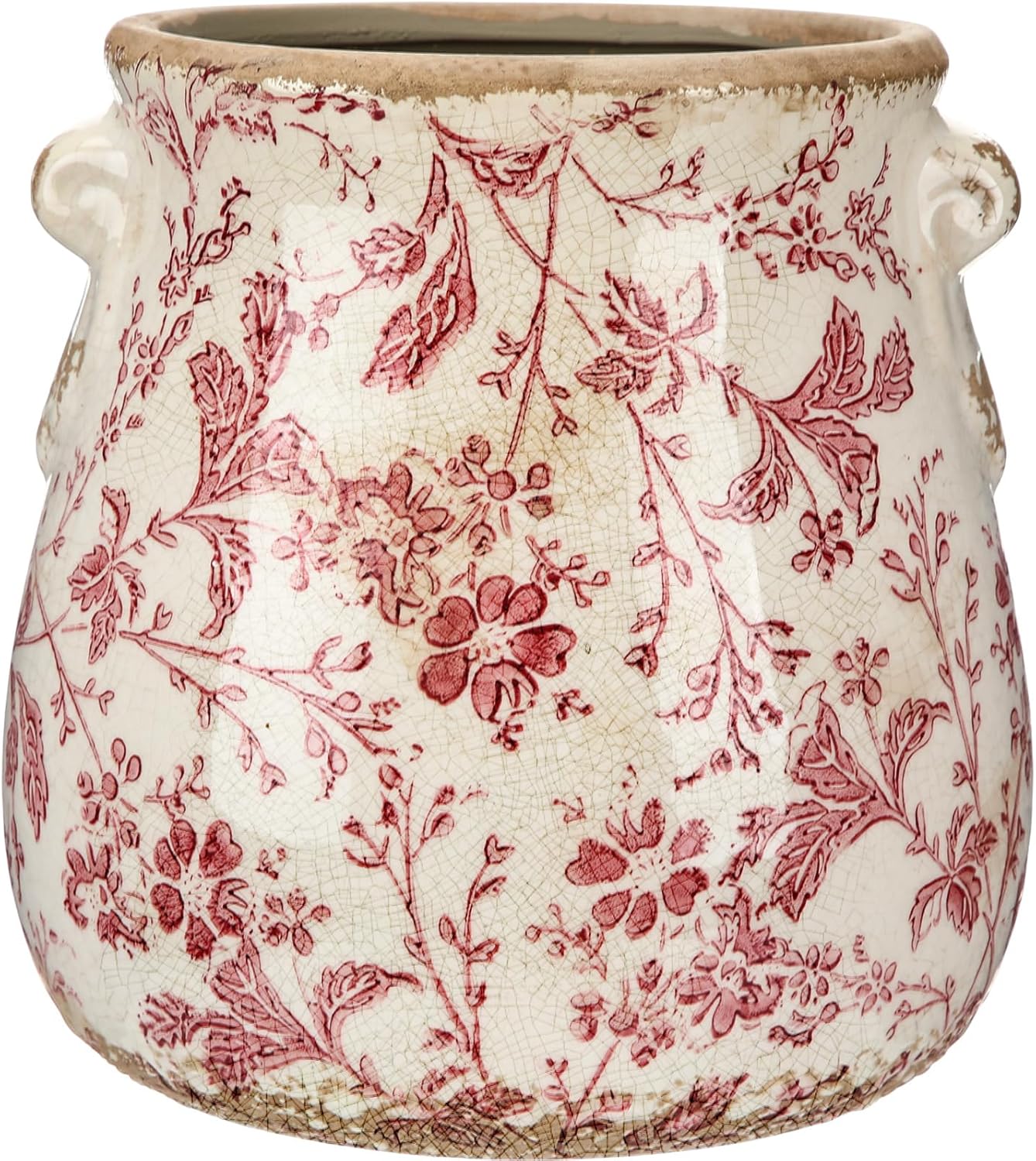Vintage Farmhouse Ceramic Flower Vase — 5" — Retro Pink
