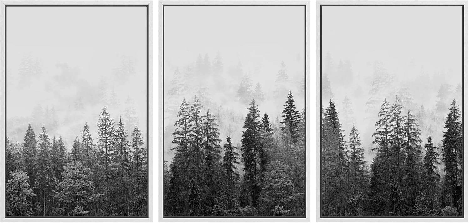 Framed Modern Green Wall Art — 16" — 24"x36"x3 Panels White