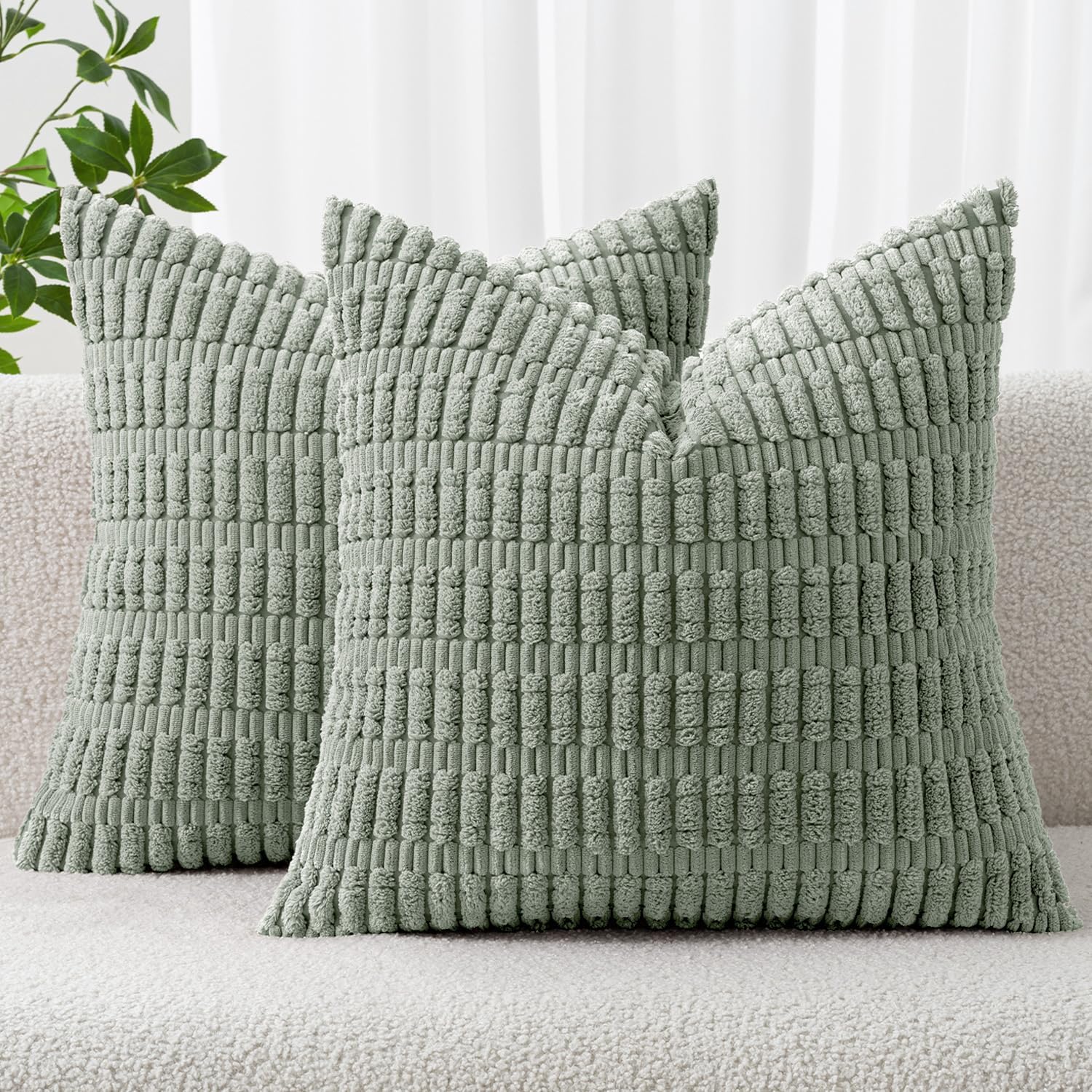 Boho Beige Throw Pillow Cover — 18" — 16" x 16" (Pack of 2)