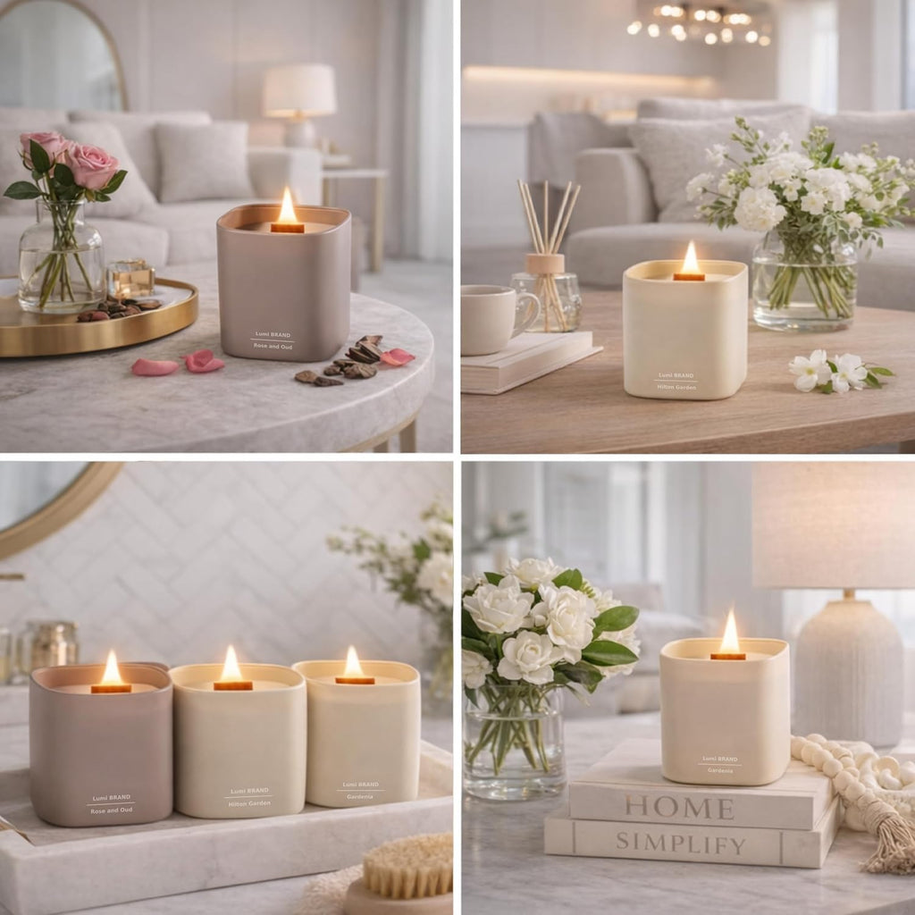 Scented Luxe Wood Soy Candle — Set of 3 - View 6
