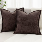 Chenille Boho Beige Throw Pillow Cover — 18" — Brown