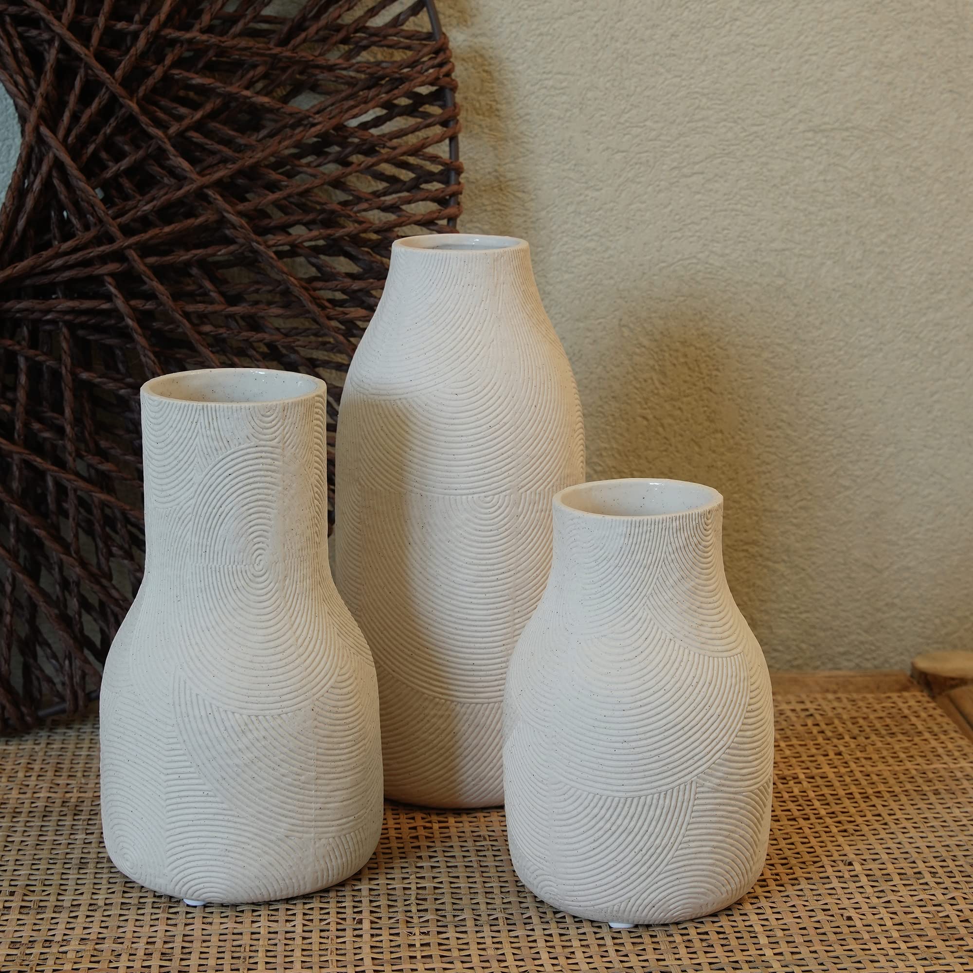 Boho Red Decorative Vase — Set of 3