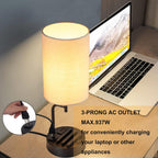 USB Charging Modern Beige Bedside Lamp — Set of 2 - View 3