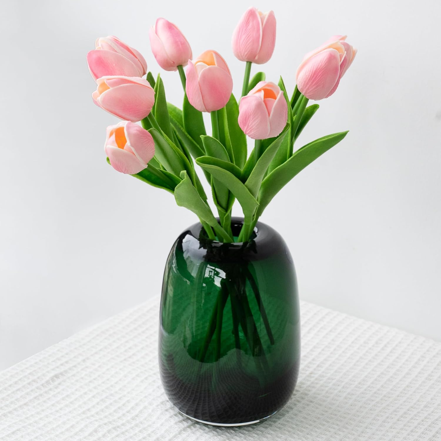Round Modern Blue Flower Vase — 7" — Green