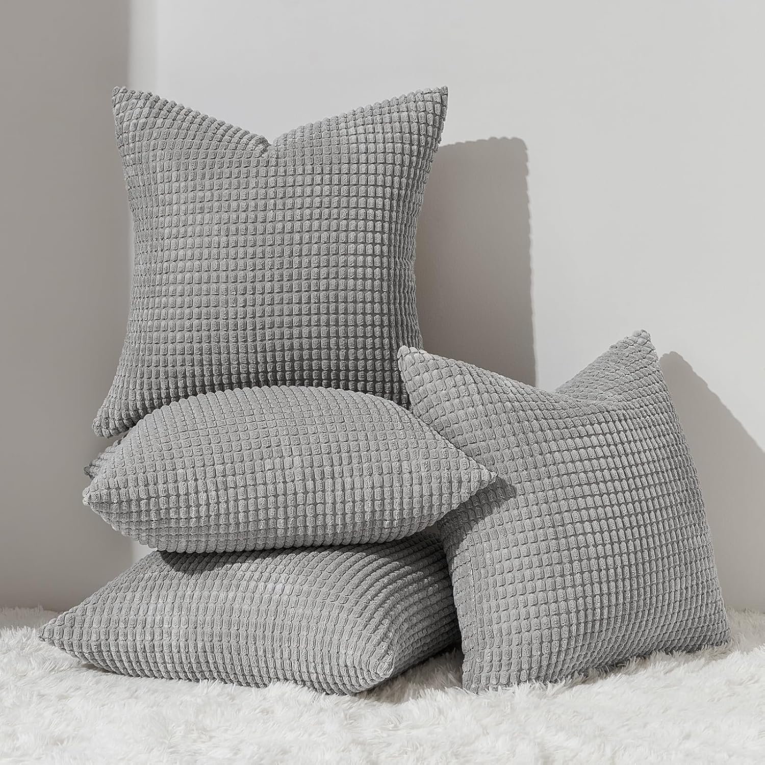 Boho Beige Throw Pillow Cover — 24" — Lightgrey