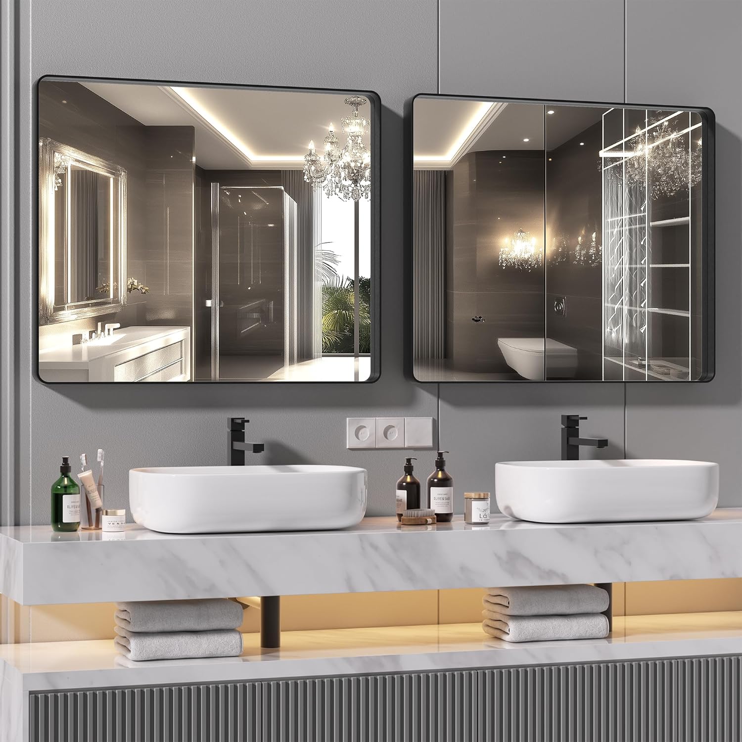 Black Vanity Mirror — 30" — Black