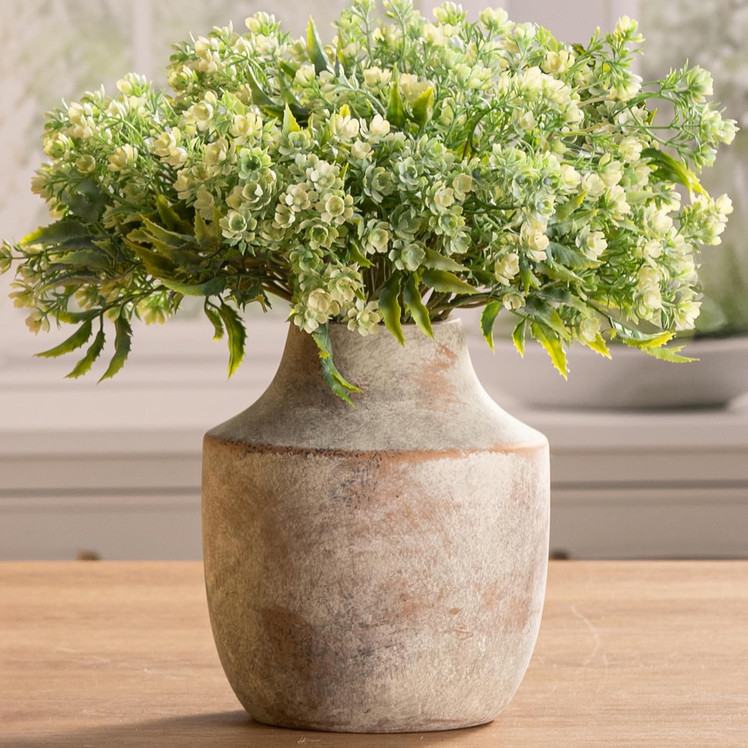 Antique Farmhouse Orange Flower Vase — 5.3" — B-7.5"h-terracotta