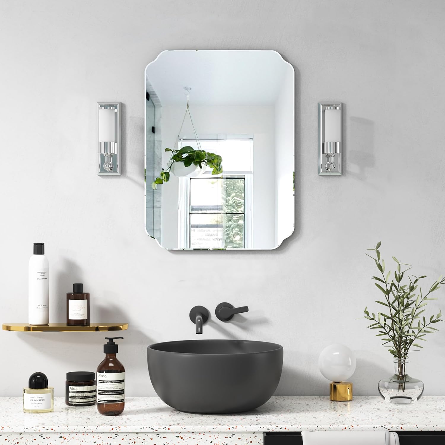 Beveled Beige Mirror — 30" — Rectangular