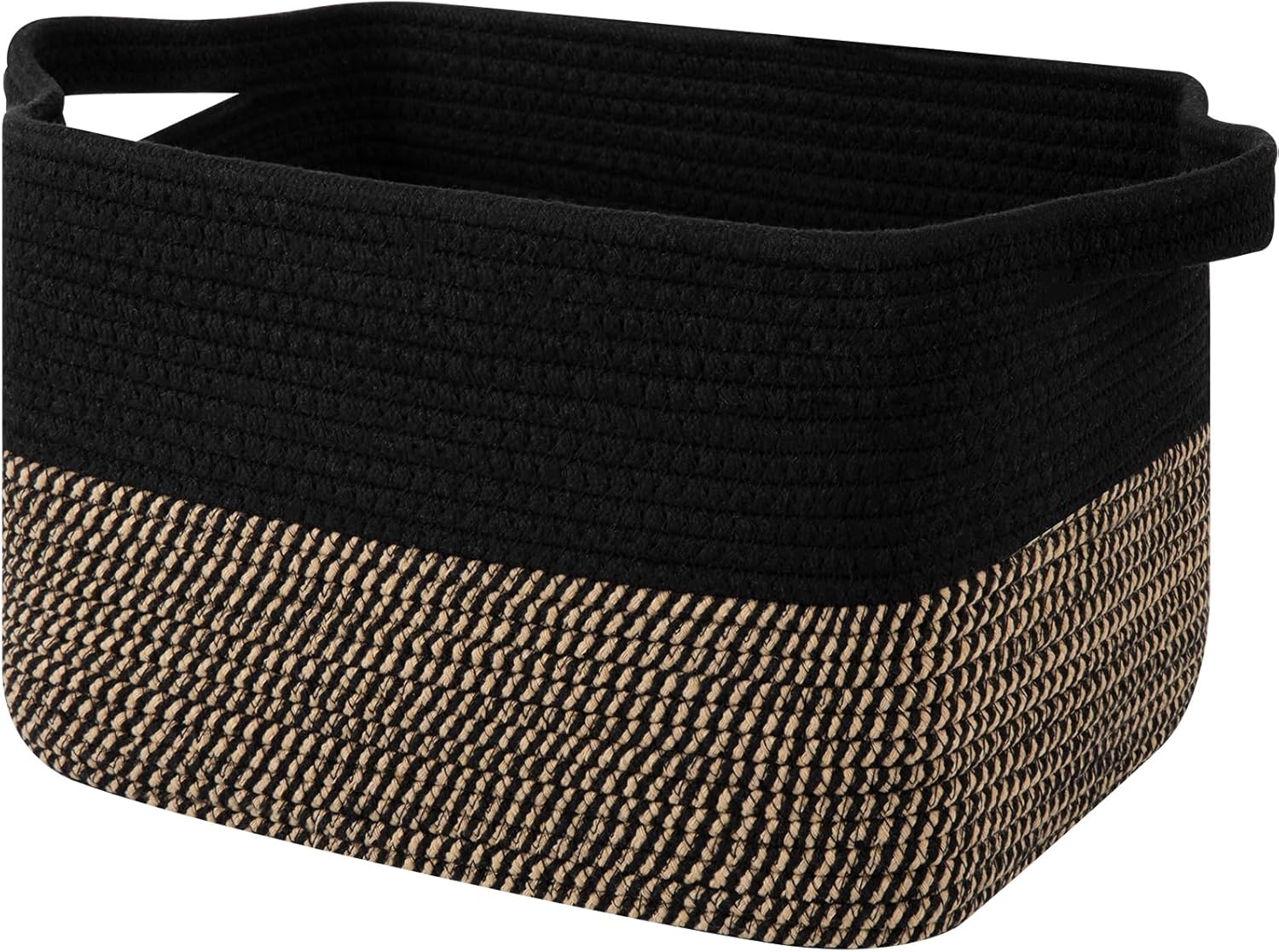 Boho Black Storage Bin — 13" — Black and Brown