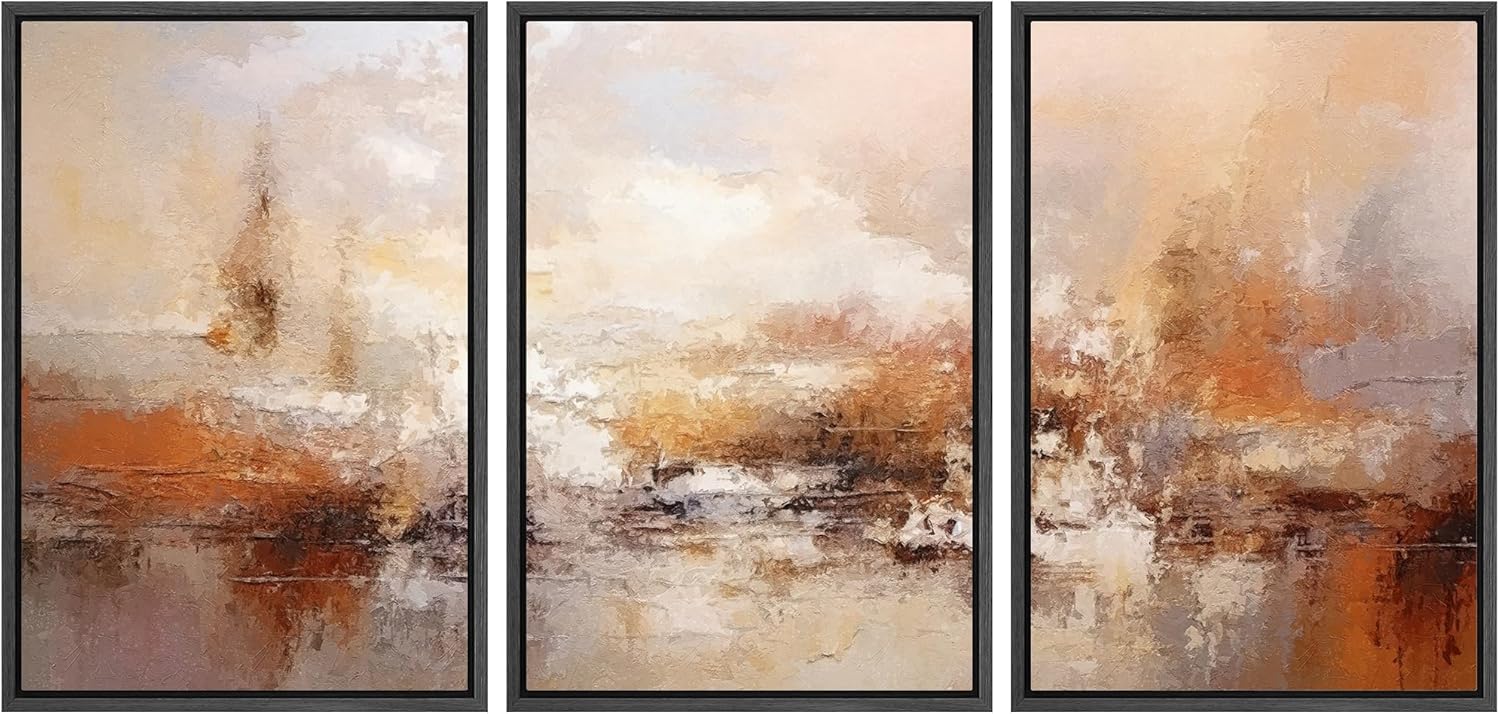 Framed Boho Fabric Wall Art — 24" — 24" x 36" x 3 Panels BLACK