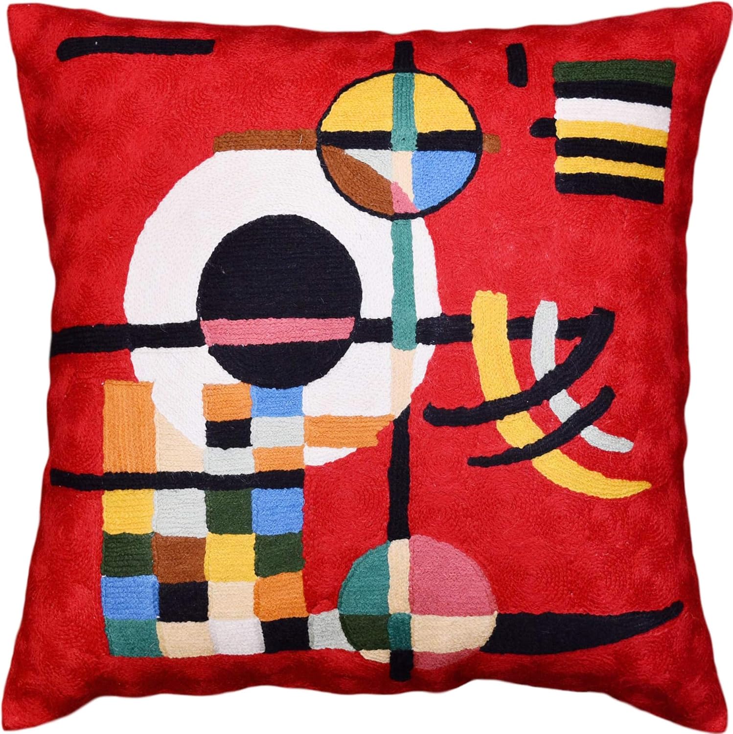 Embroidered Boho Blue Throw Pillow Cover — 18x18 — Red Counterweights