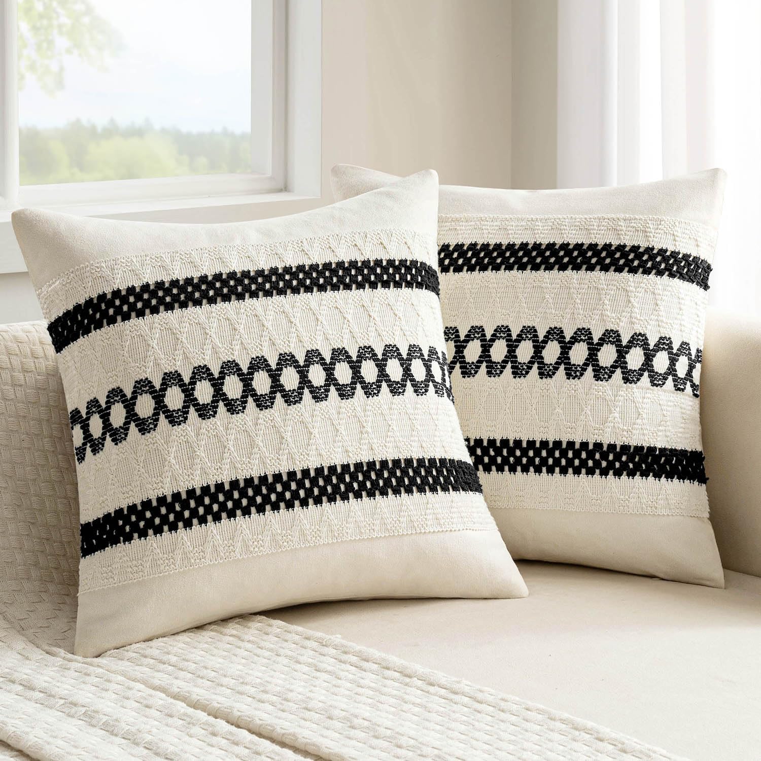 Boho Beige Pillow Cover — 16" — 20" x 20" (Pack of 2)