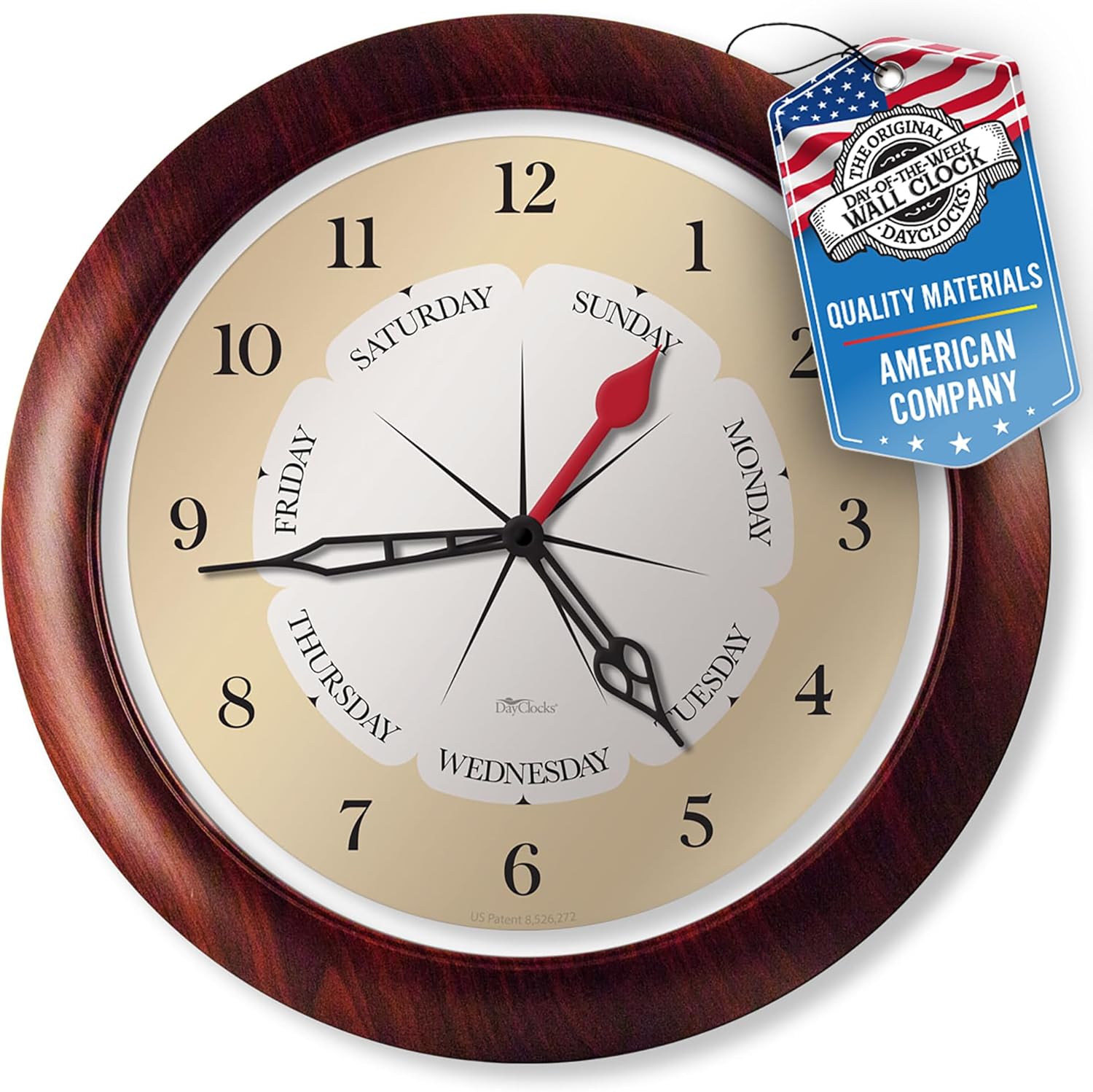 Black Wall Clock — Walnut Accent