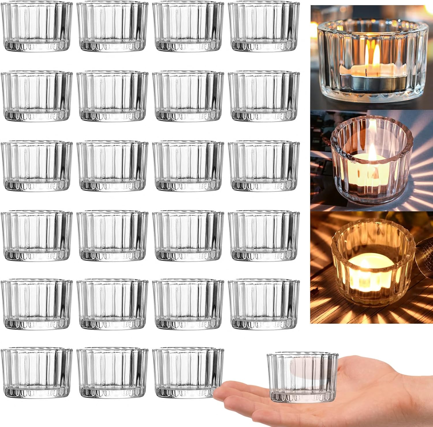 Round Luxe Gold Candle — Set of 24 — Clear