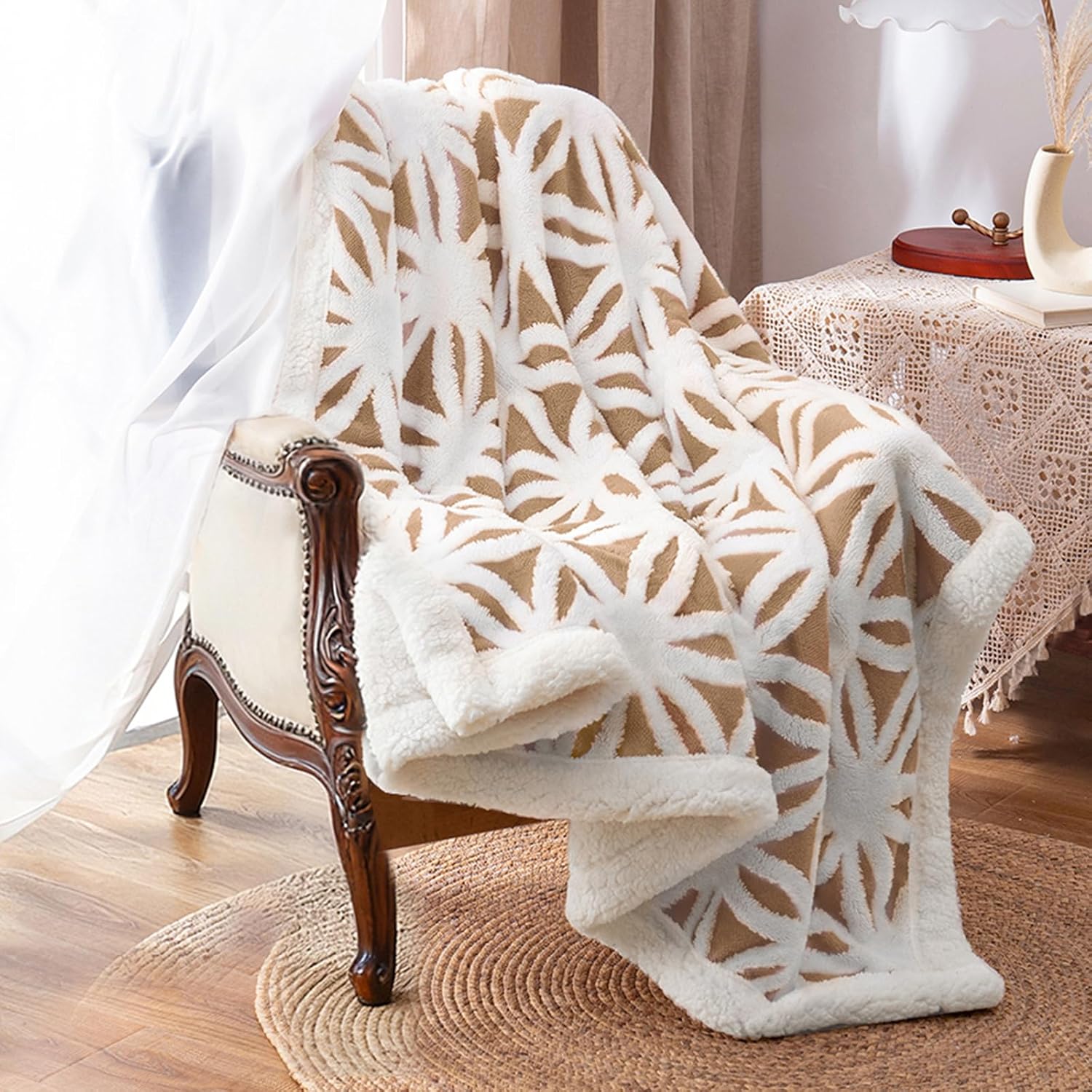 Beige Throw Pillow — 51" — Khaki