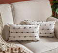 Boho Black Throw Pillow Cover — 22" — Black Off White