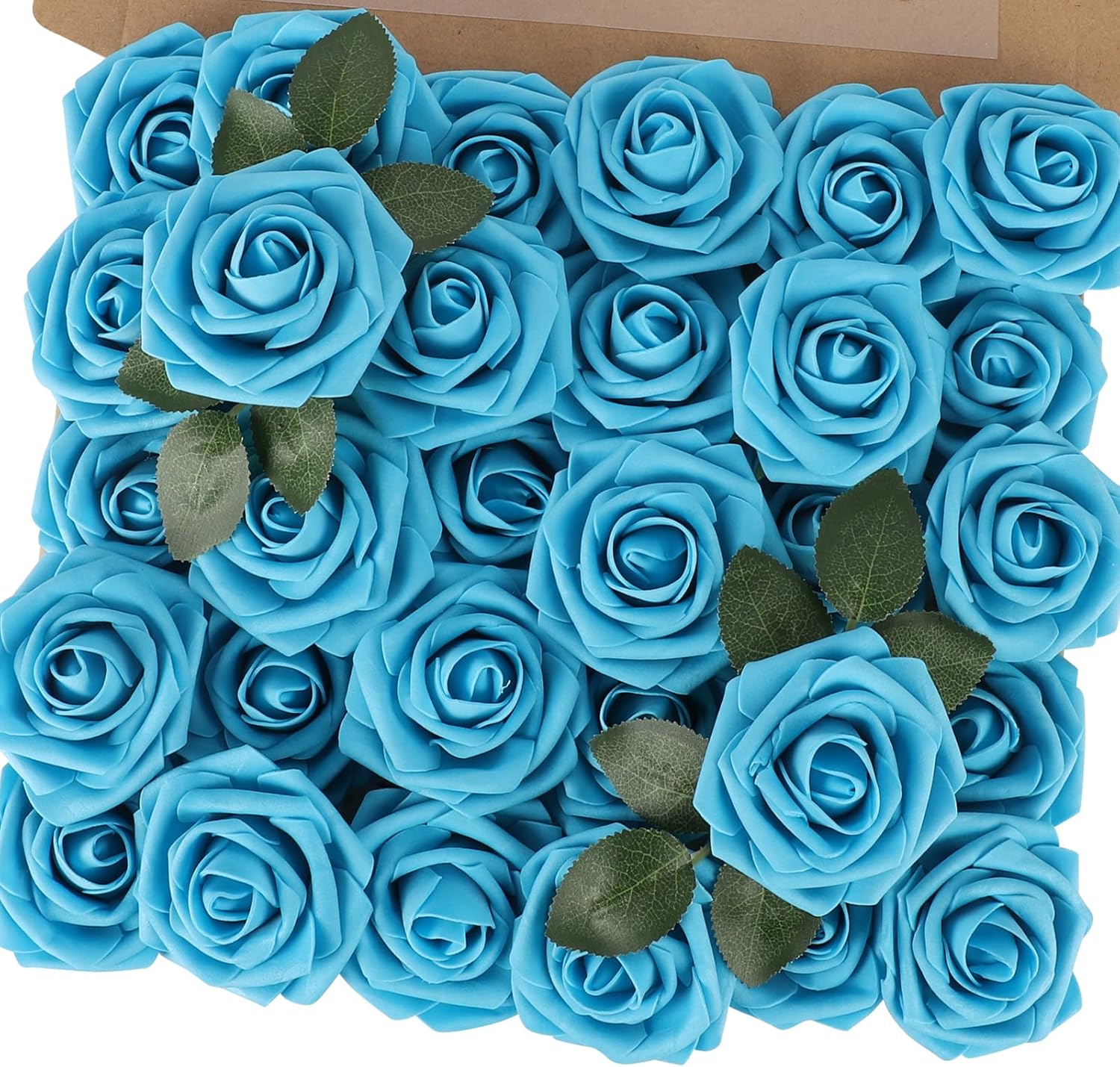 Beige Artificial Flowers — Dark Teal Blue