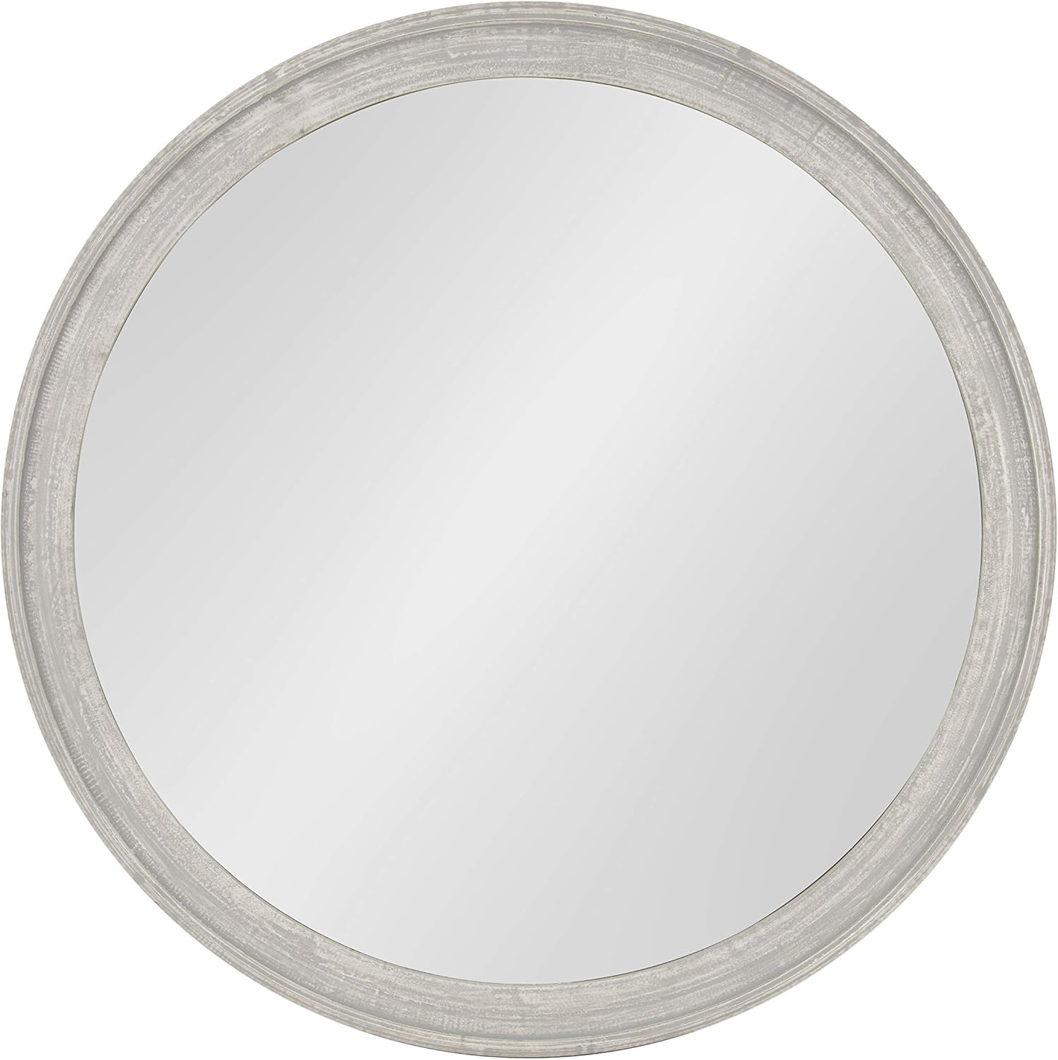 Round Farmhouse Brown Wall Mirror — 28" — Grey