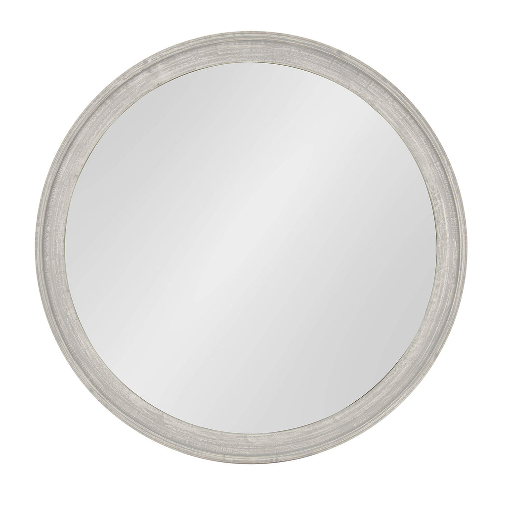 Round Farmhouse Brown Wall Mirror — 28"