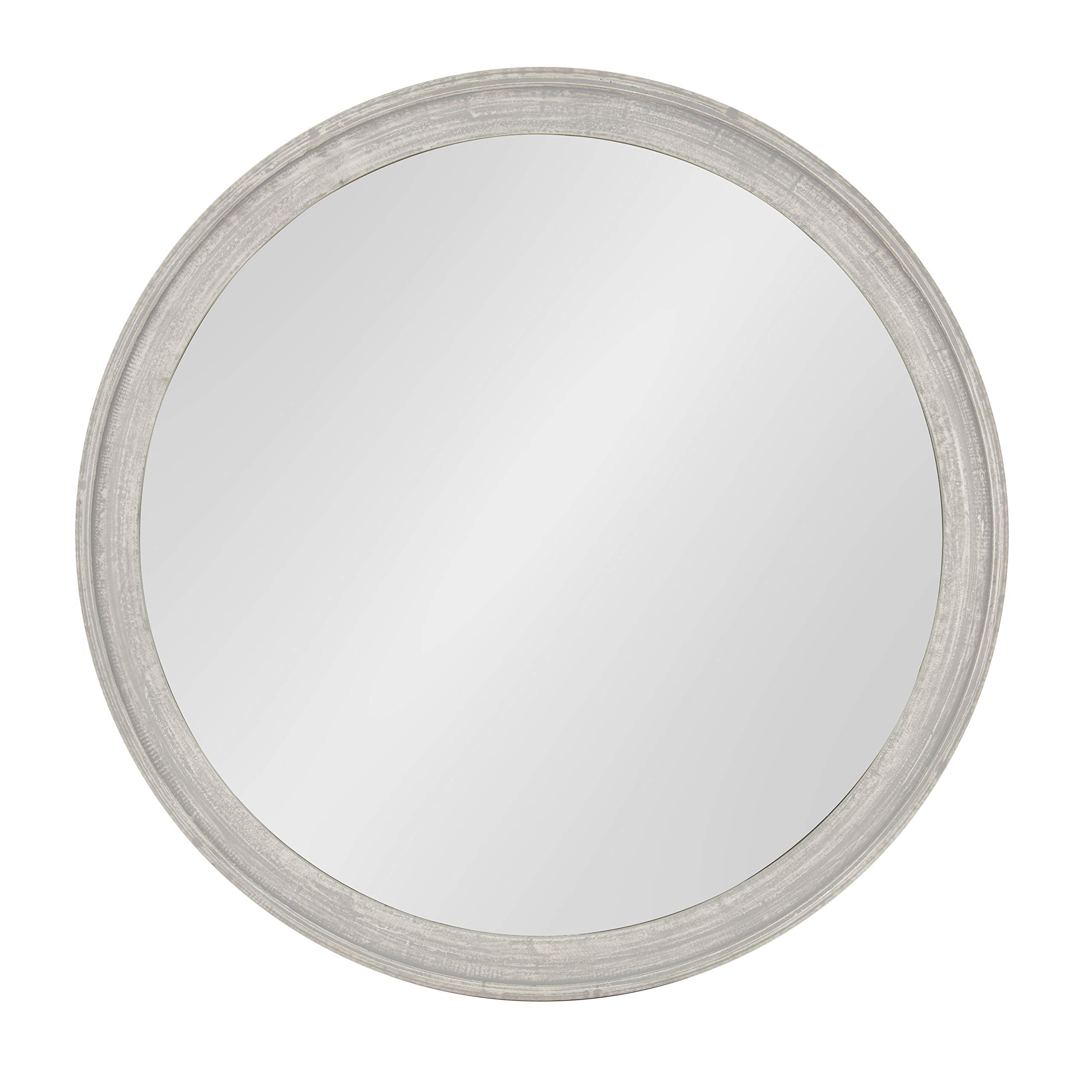 Round Farmhouse Brown Wall Mirror — 28"