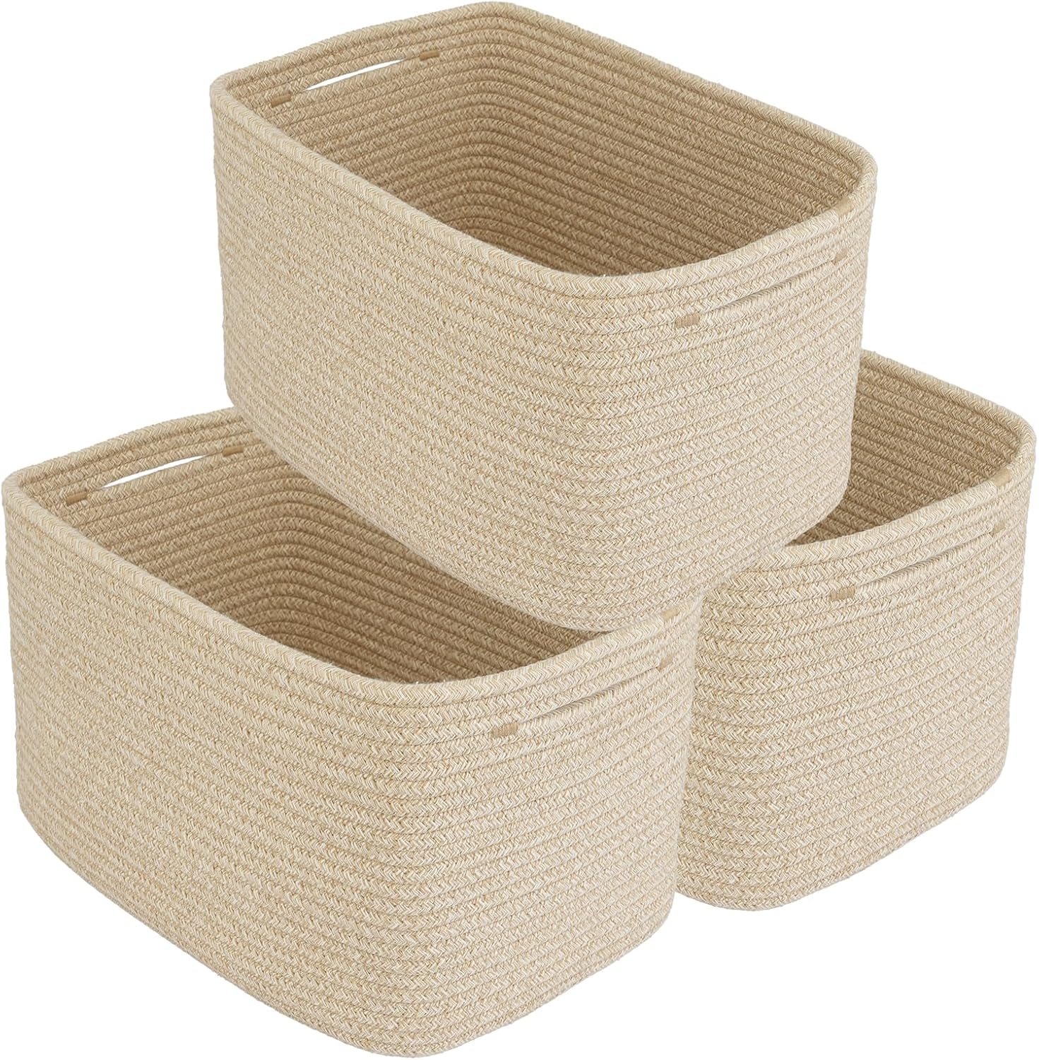 Boho Beige Woven Basket — 9.3" — Oatmeal