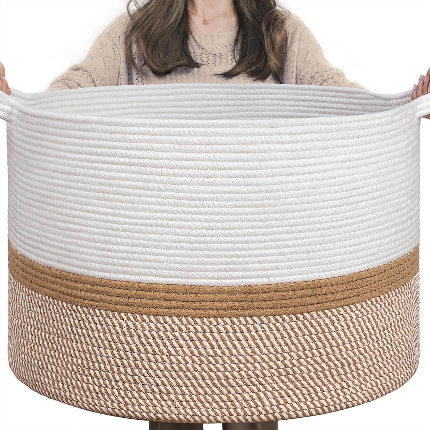 Boho Black Throw Pillow — 21.7" — White & Camel Mix