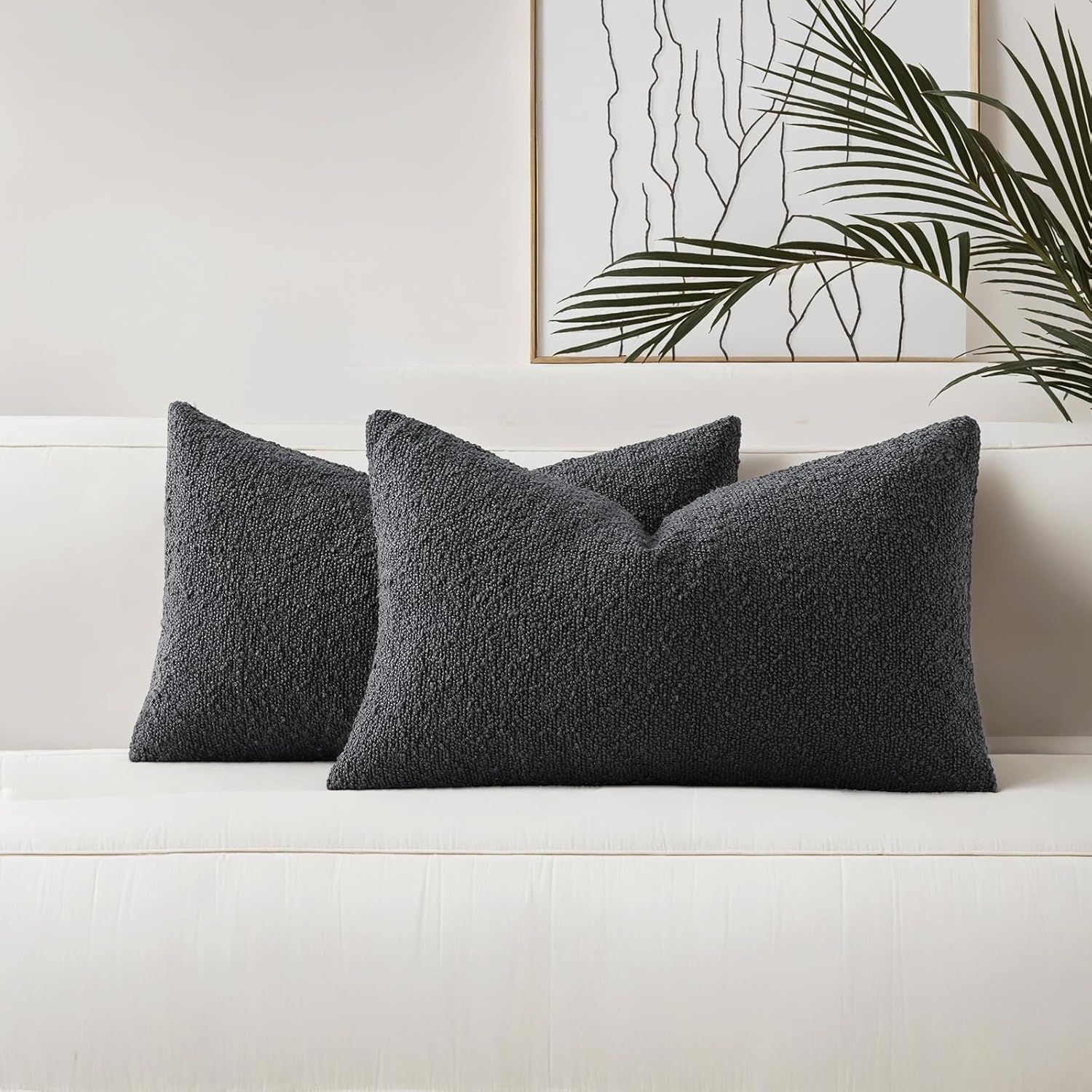 Boucle Boho Beige Pillow Cover — 18" — Dark Grey