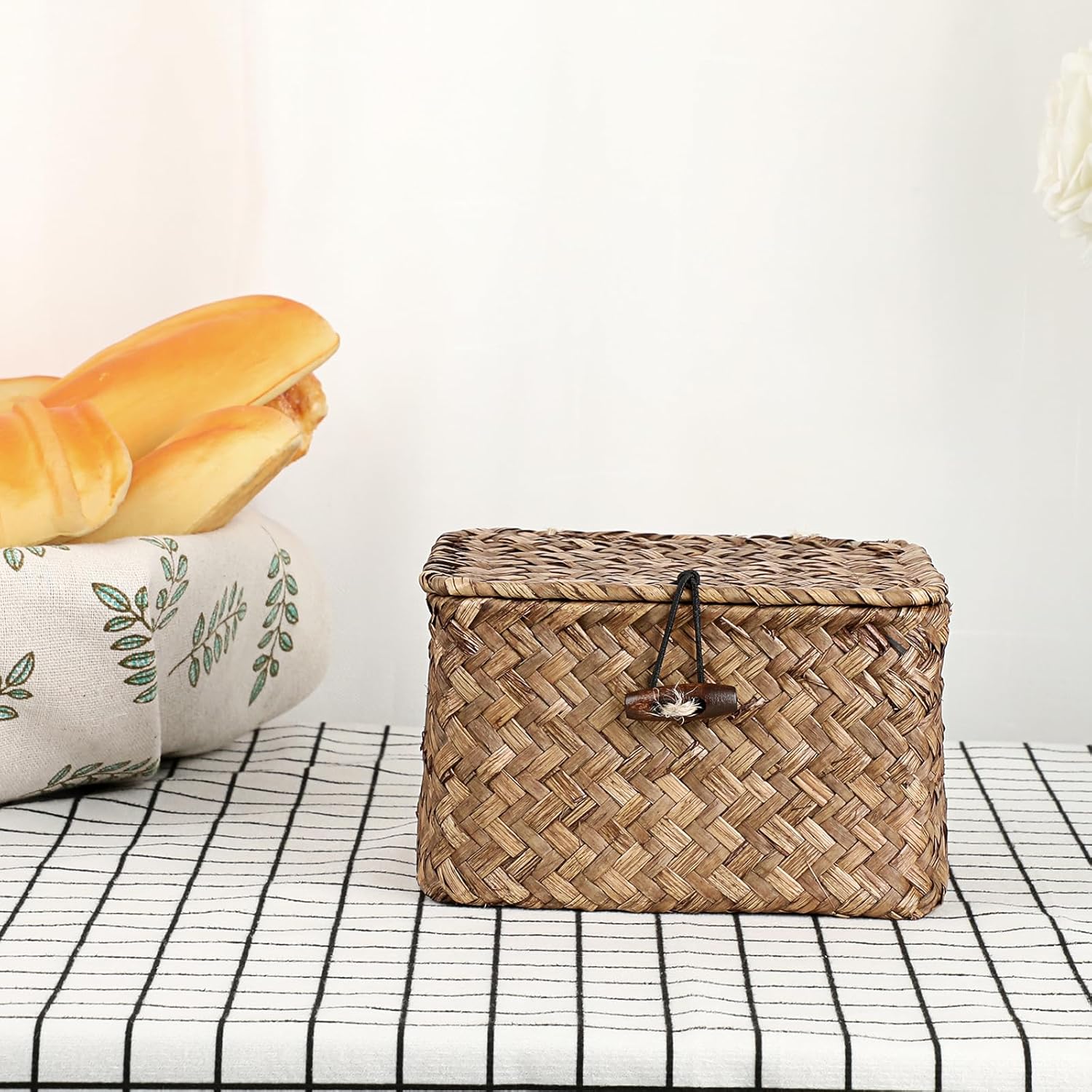 Handwoven Boho Brown Storage Basket - View 5