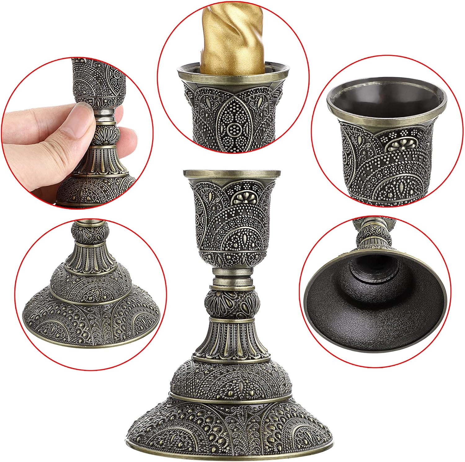 Vintage Luxe Gold Pillar Candle — Set of 2 - View 4