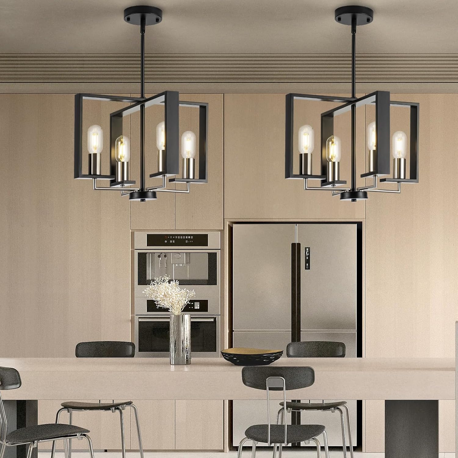 Adjustable Farmhouse Black Chandelier — 16.14" - View 5