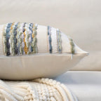 Tufted Boho Blue Throw Pillow Cover — 18" - View 3