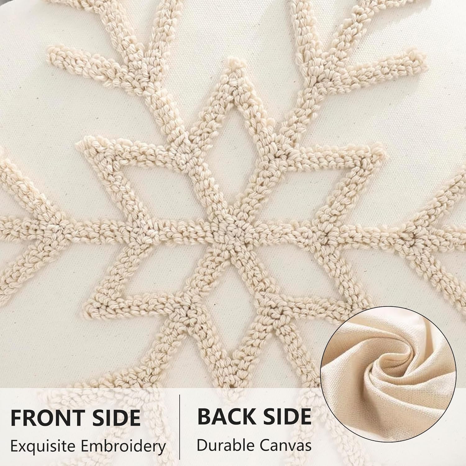 Tufted Beige Throw Pillow Cover — 18" - View 2