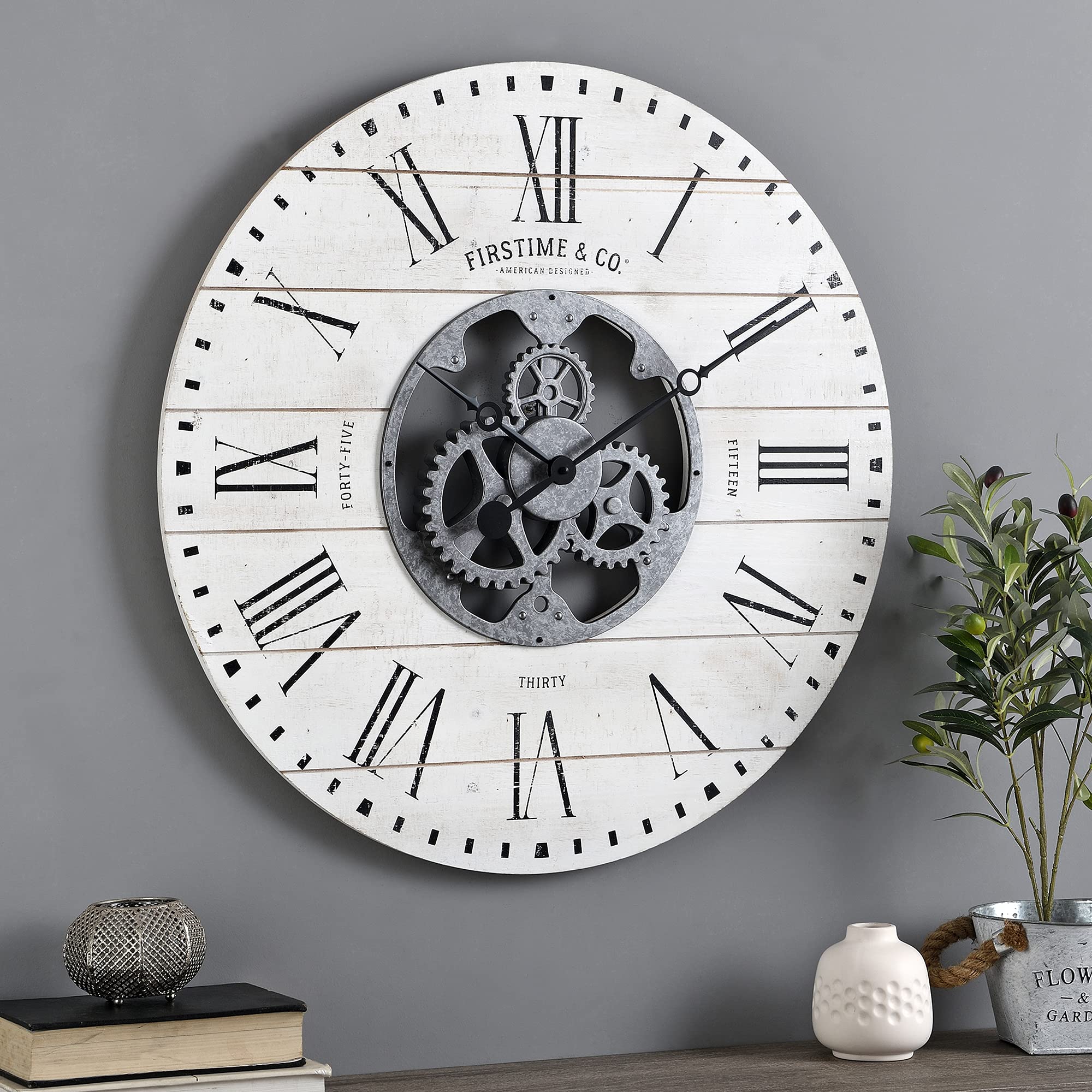 Round Farmhouse Black Wall Clock — 27"