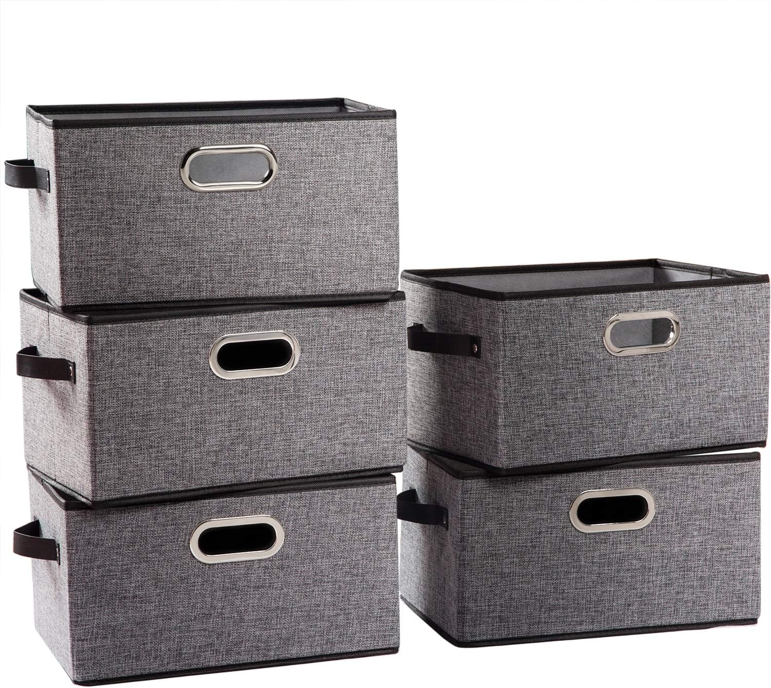 Beige Storage Bin — 7" — Grey&black Trim