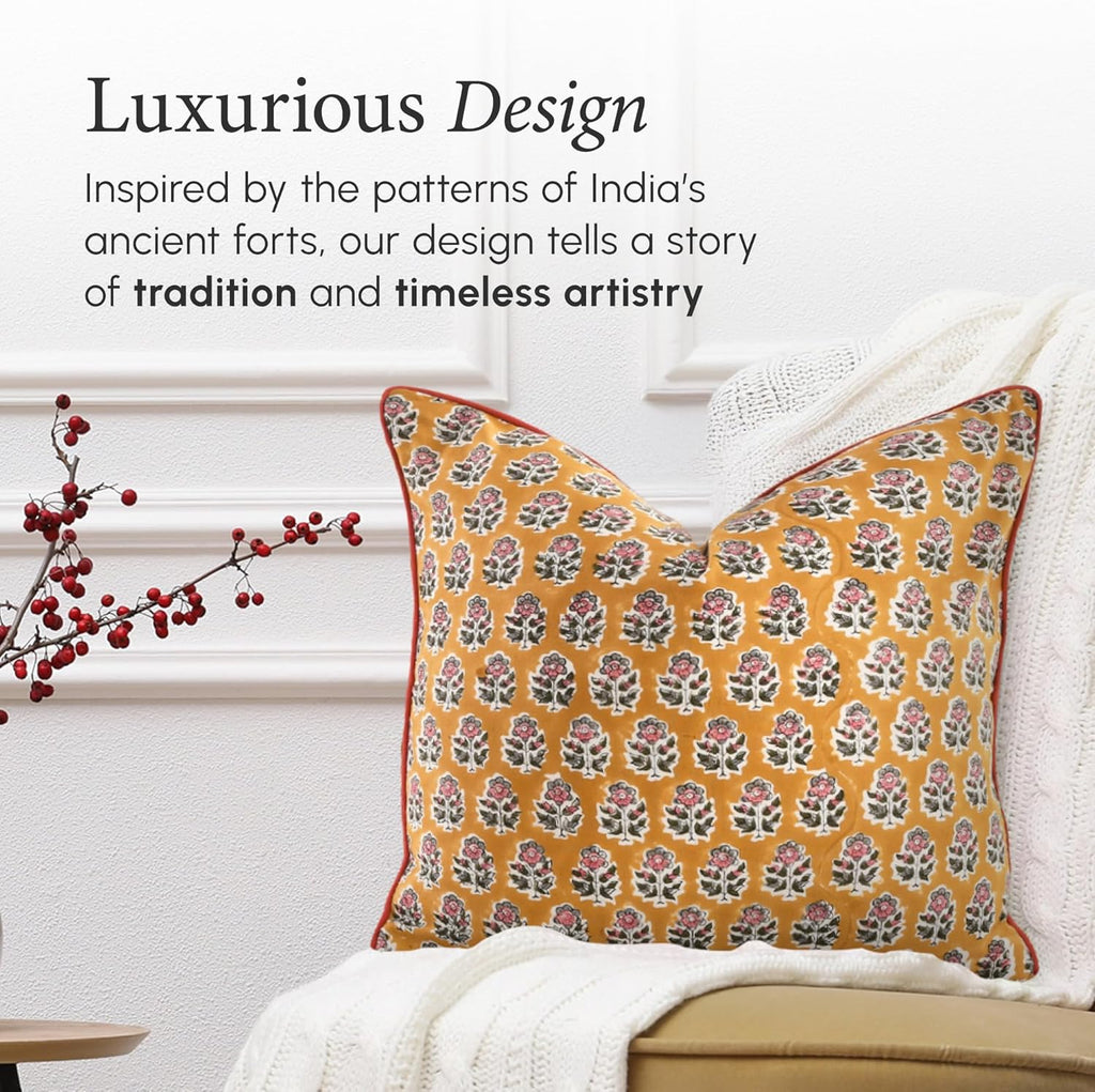 Boho Blue Throw Pillow Cover — 20" - View 4