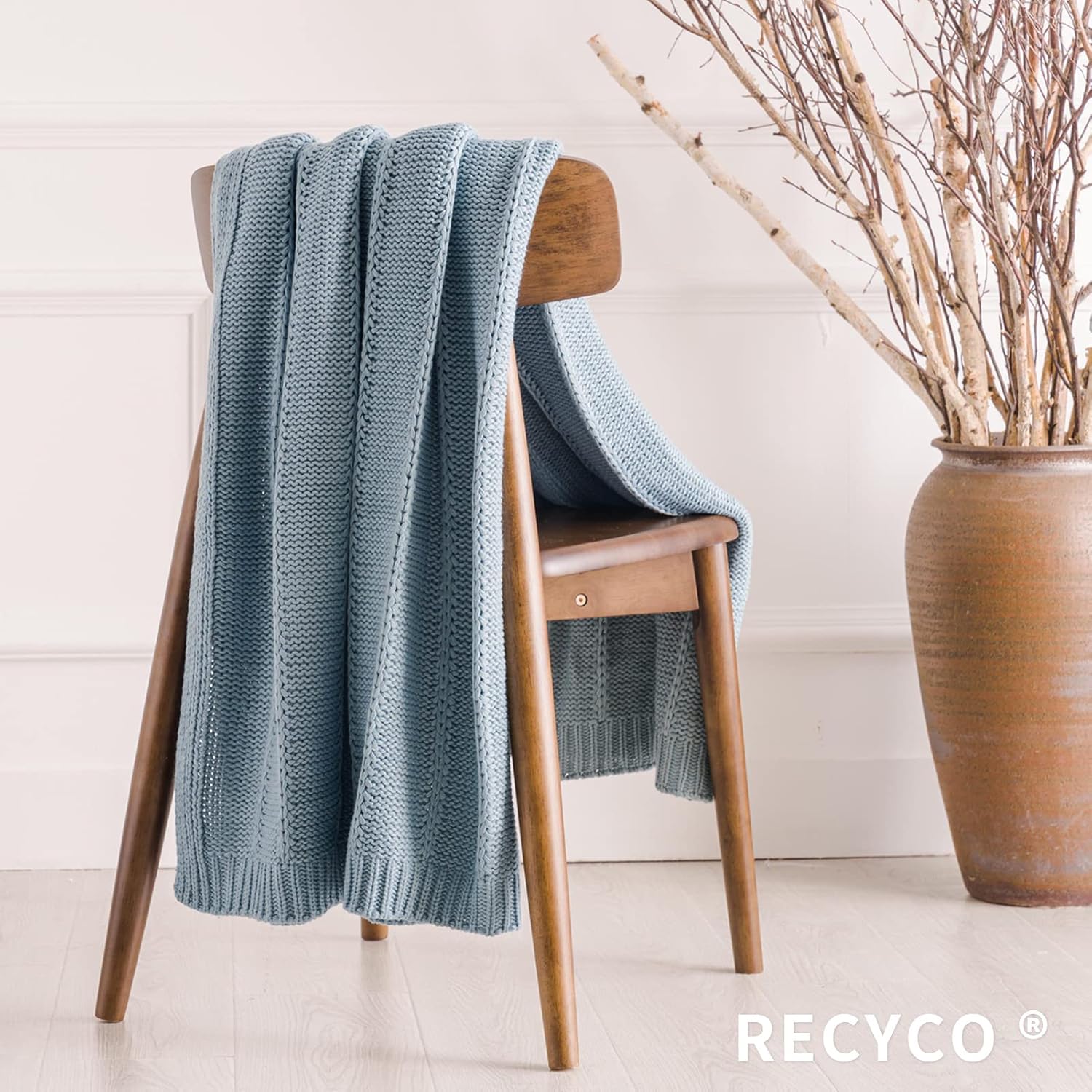 Knit Beige Throw Pillow — 50" - View 6