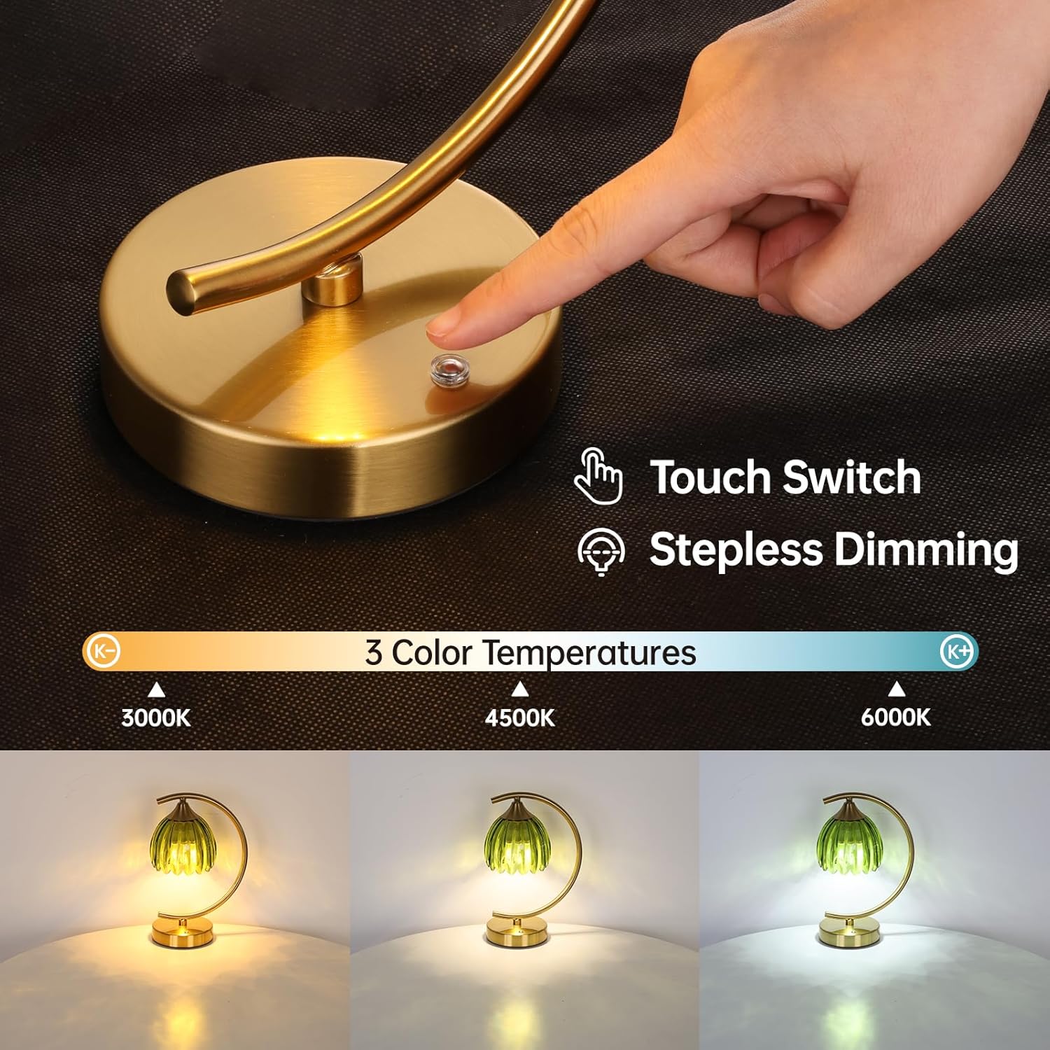 Cordless Green Table Lamp - View 3