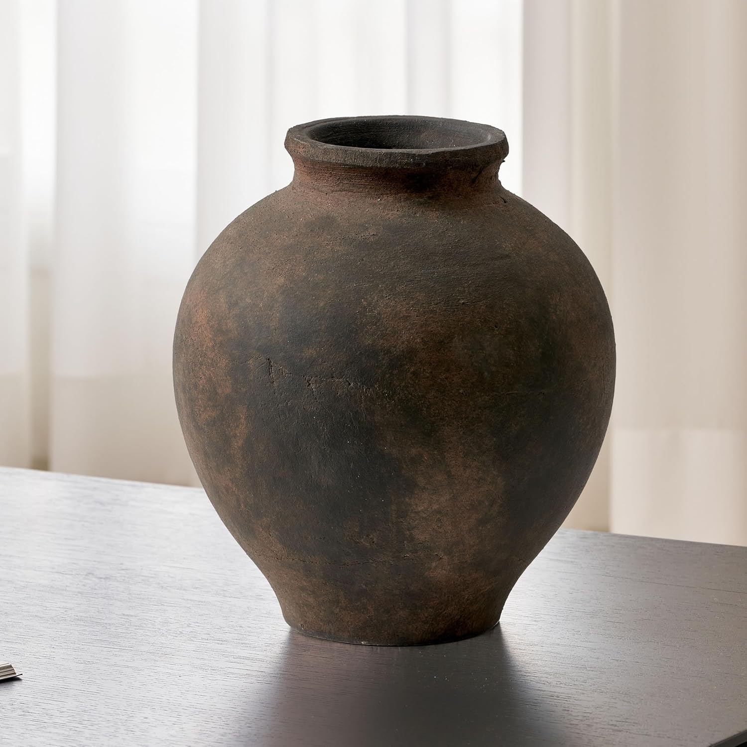 Farmhouse Black Vase — 11.2" — C - Brown 11.8"