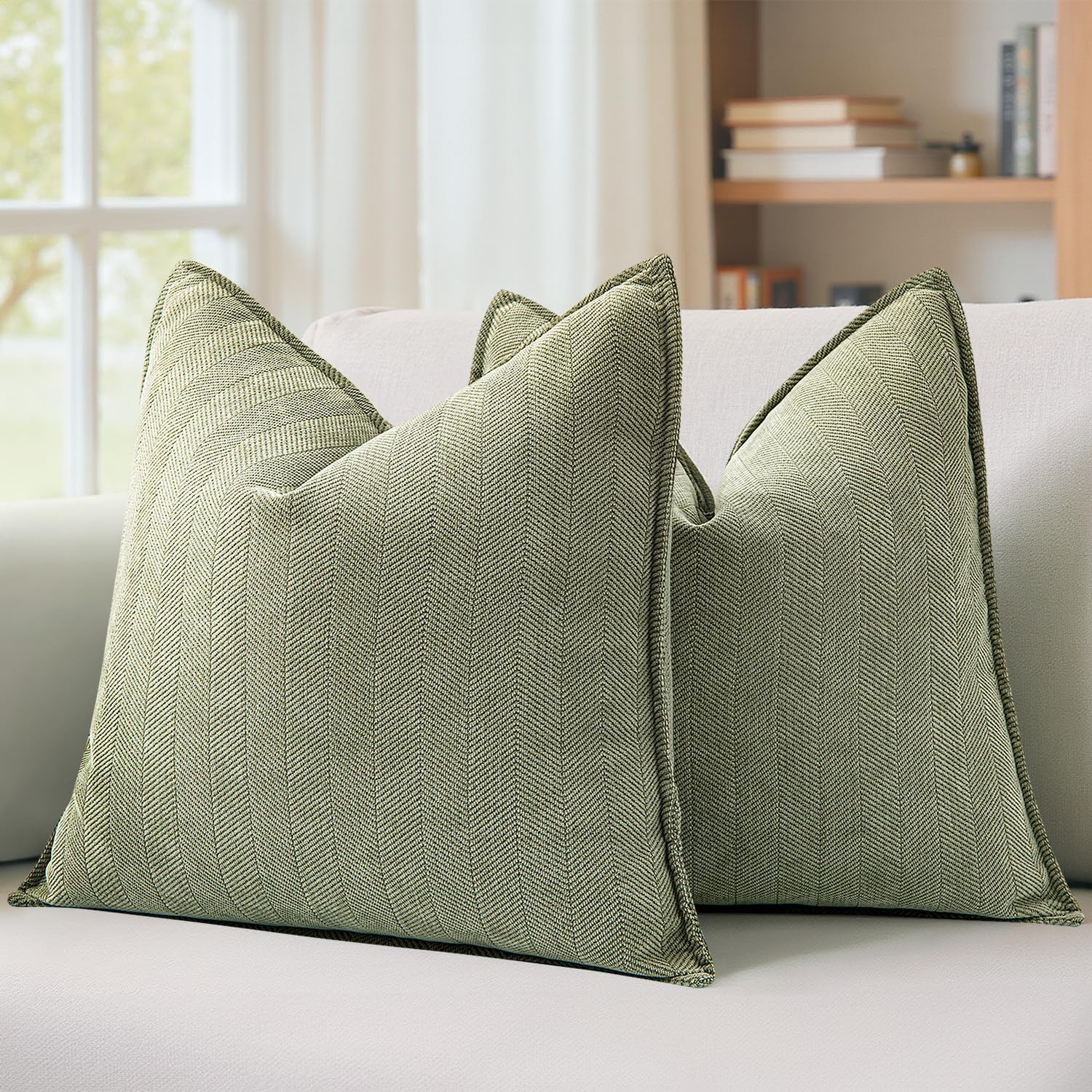 Chenille Boho Beige Pillow Cover — 26" — 26" x 26" (Pack of 2)